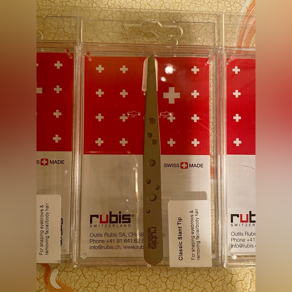 Rubis Hole Pattern Classic Stainless Steel Slanted Tweezers For Eyebrow NEW - Picture 11 of 12